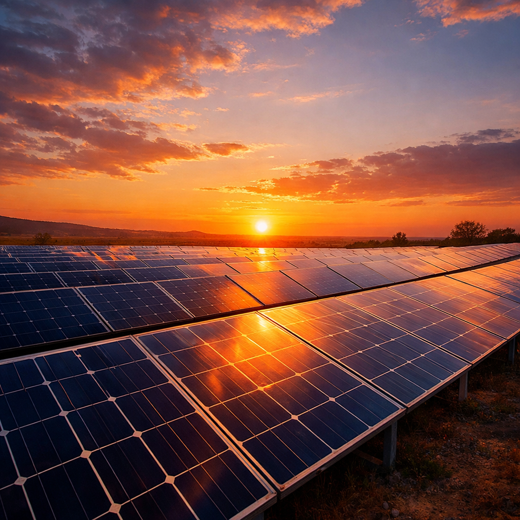 solar panels at sunset-1