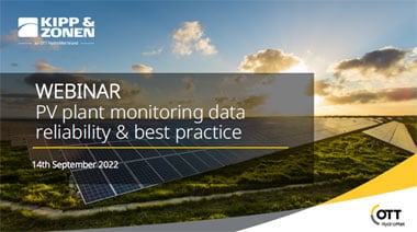 Webinar on PV plant monitoring data reliability and best practice