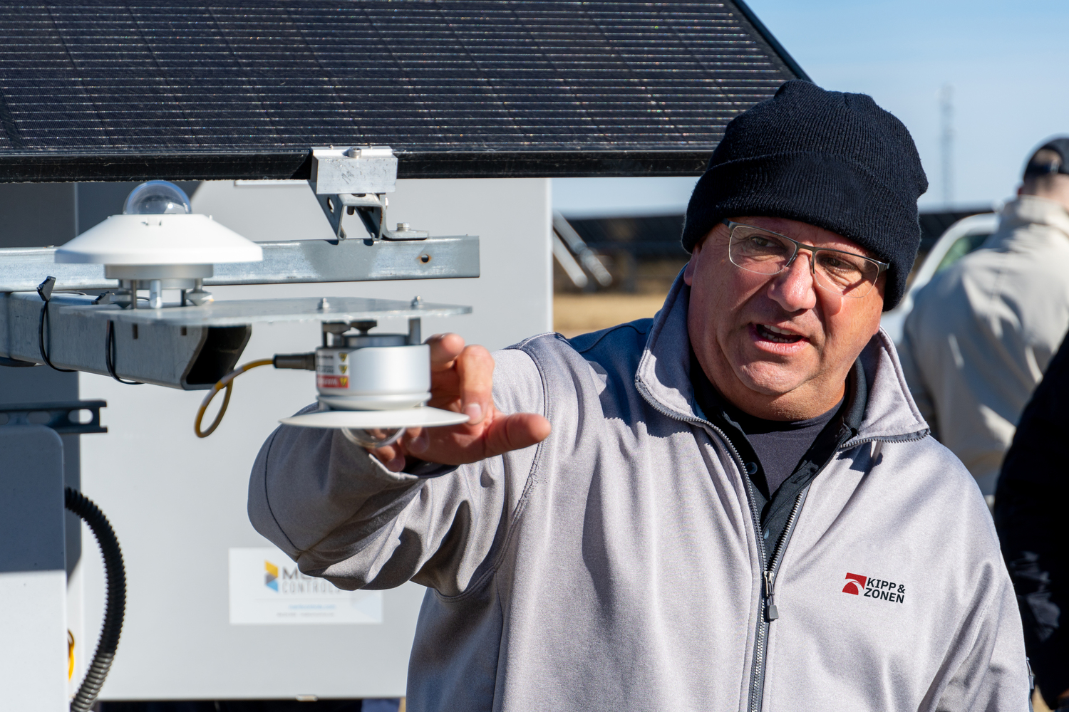 technical expert explaining pyranometer installation